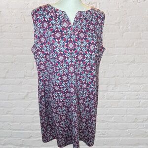 Talbots Floral Print Midi Dress - Red and Blue